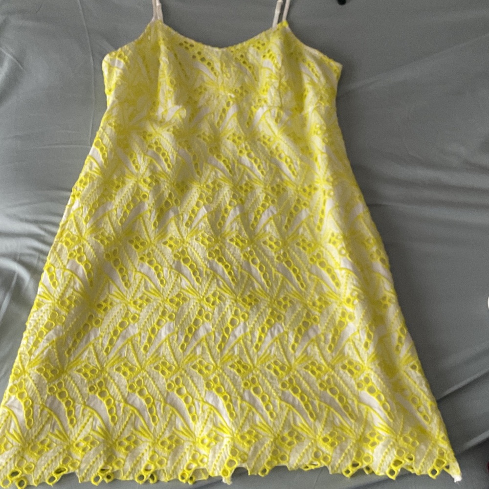 Crown & Ivy Yellow Lace Mini Dress